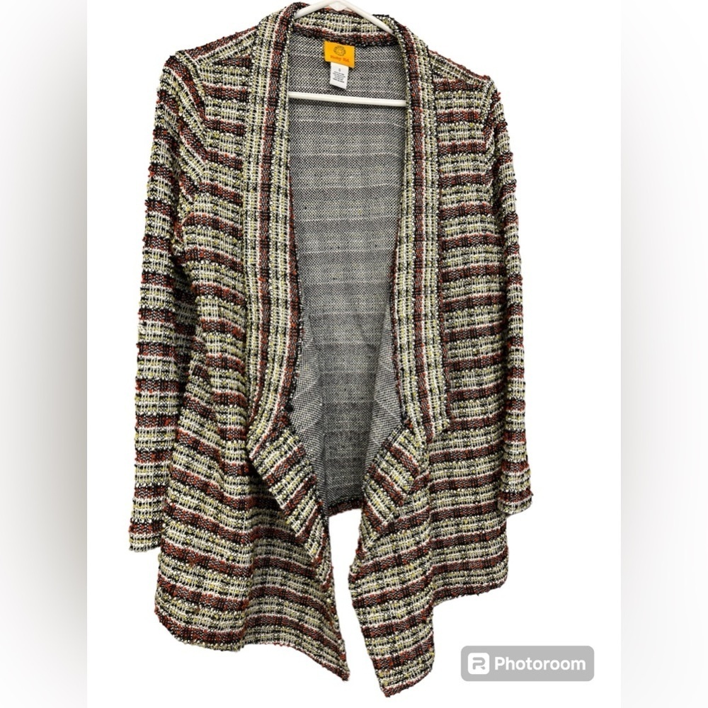 Ruby Rd•Waterfall Front Striped Multi Colored Jacket Size Large New with Tags